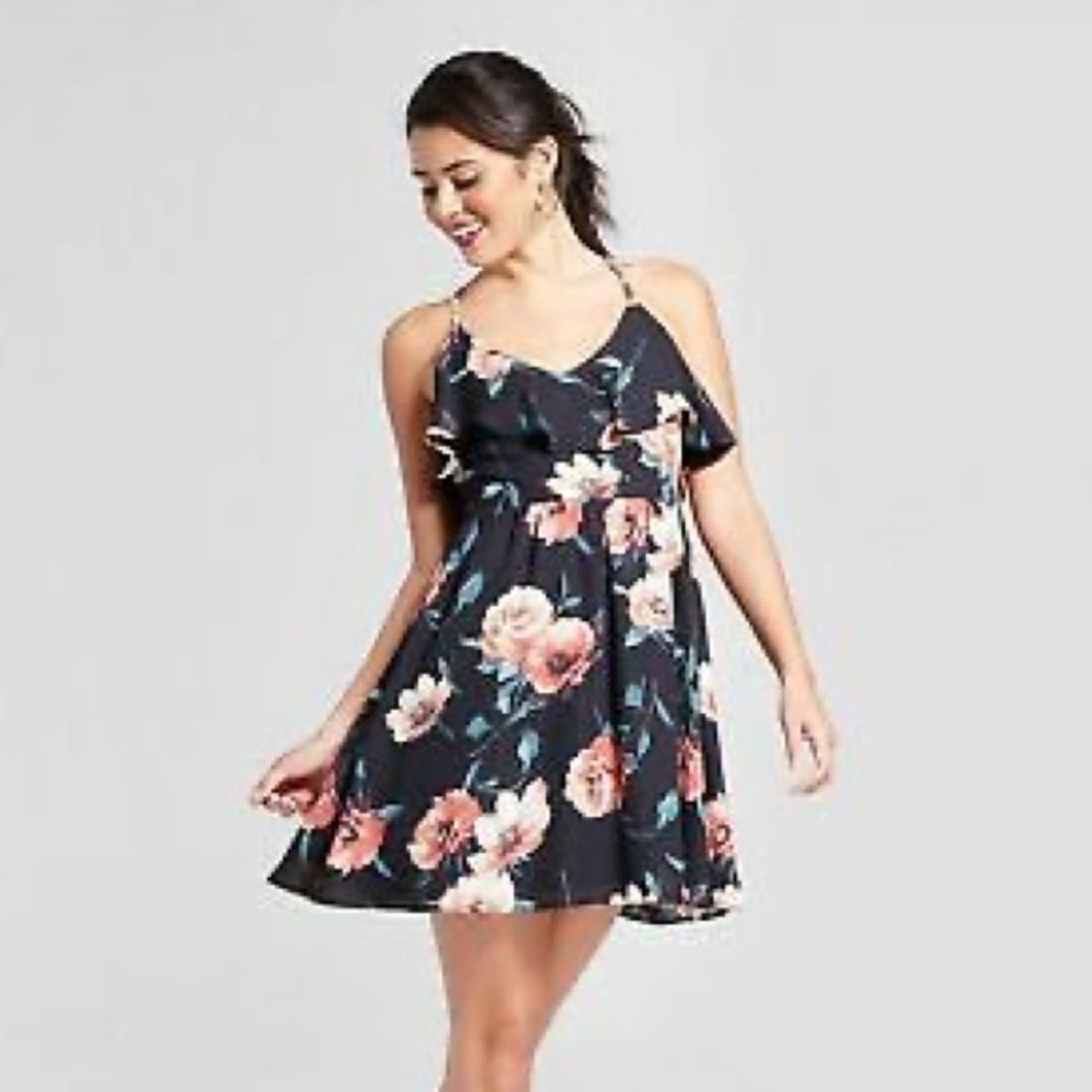 Xhilaration black floral summer dress